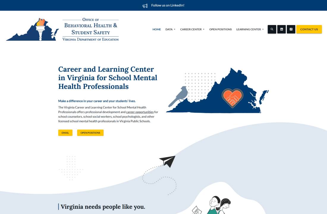 Hero banner for the Virginia School Mental Health Career and Learning Center